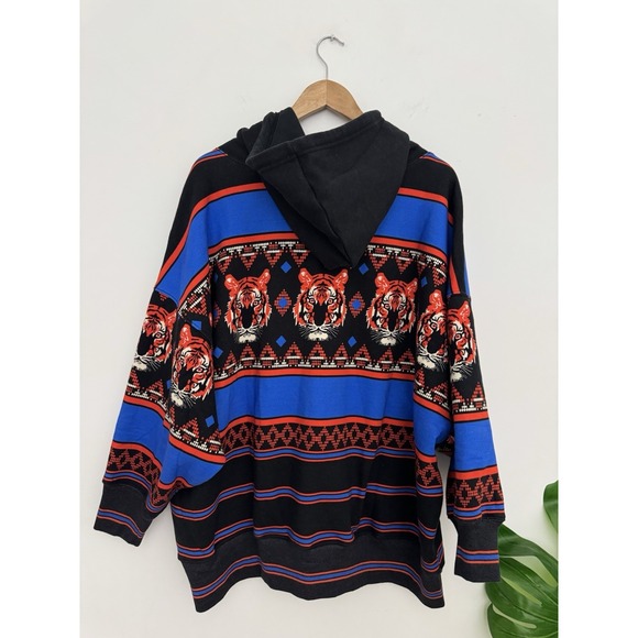 Free People Movement Sprint To The Finish Hoodie Printed Tiger Knit Black M NWT - Picture 8 of 11
